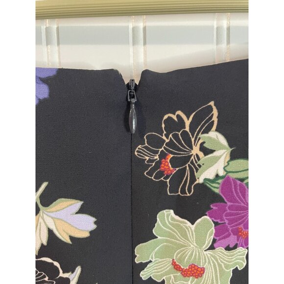 Floral Long-Sleeve Shift Dress By Loft Plus Sz 20 Black With Multicolor Flowers - Picture 3 of 13